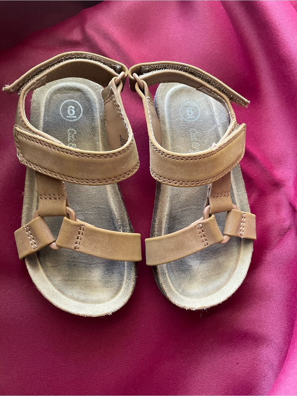 Cat & Jack Tan Brown Kids Adjustable Strap Sandals